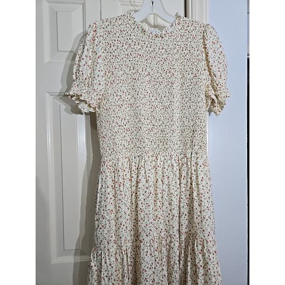 Ivy City Co Dresses & Skirts - Cottagecore Peasant Maxi Dress LG Floral Smock Ruffle Tier Puff Sleeve Pockets